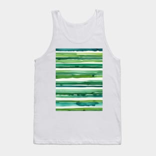 Horizontal green watercolor stripes Tank Top